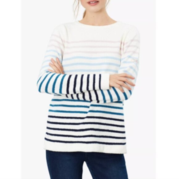 JOULES Womens Chenille Seaham Striped Pullover Jumper US 10 Crew Neck Knit - Picture 1 of 14